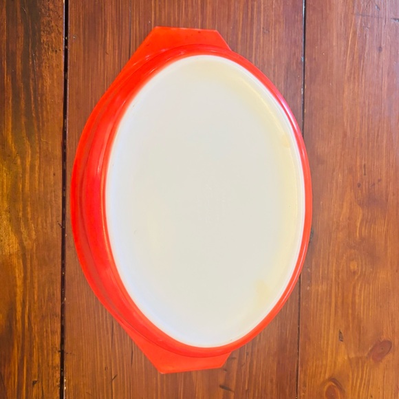 Vintage Pyrex Red Friendship 2 1/2 Quart Oval Casserole Dish Ovenware - Picture 7 of 10